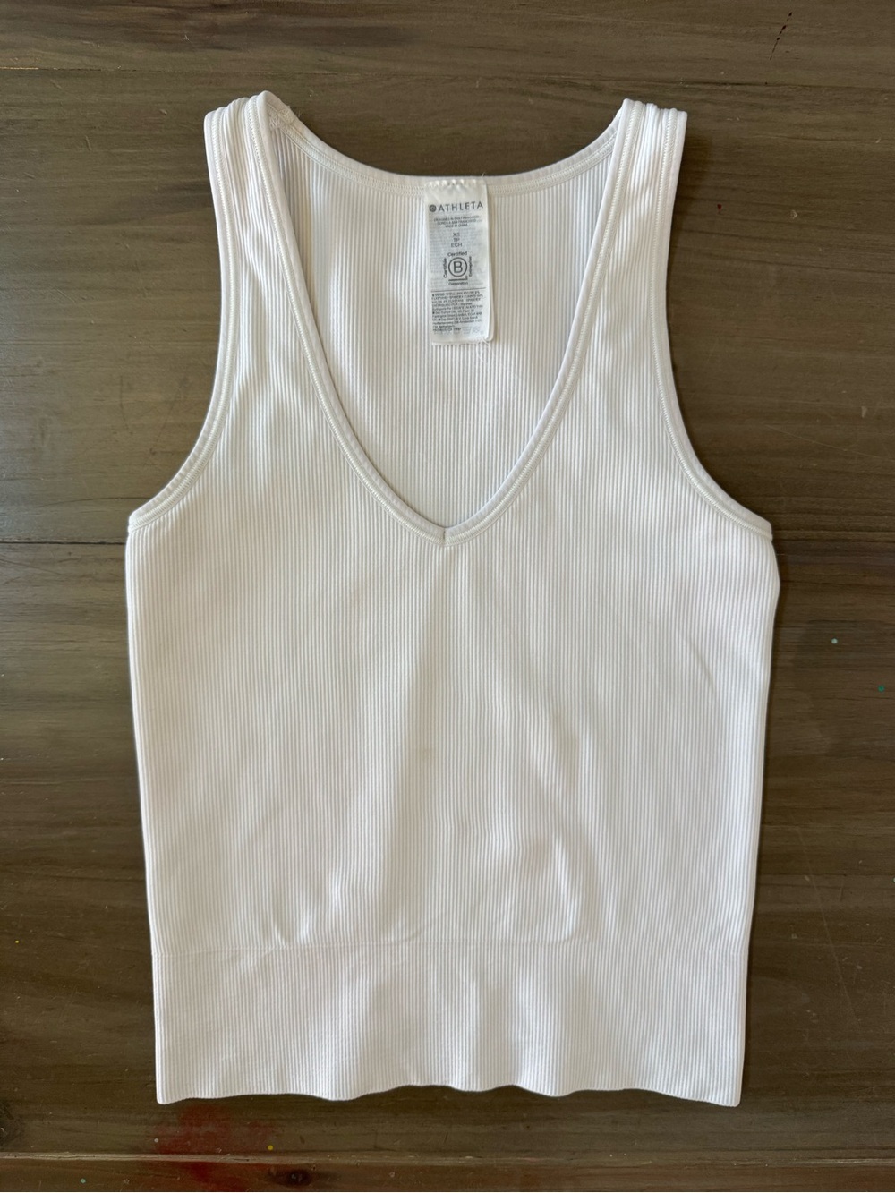Athleta Aurora Seamless Crop Rib Tank White Women’s XS Fall Layering